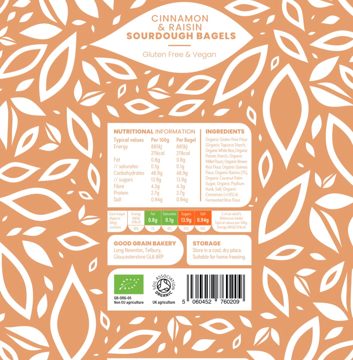 Good Grain Bakery Organic Gluten Free Cinnamon & Raisin Sourdough Bagels